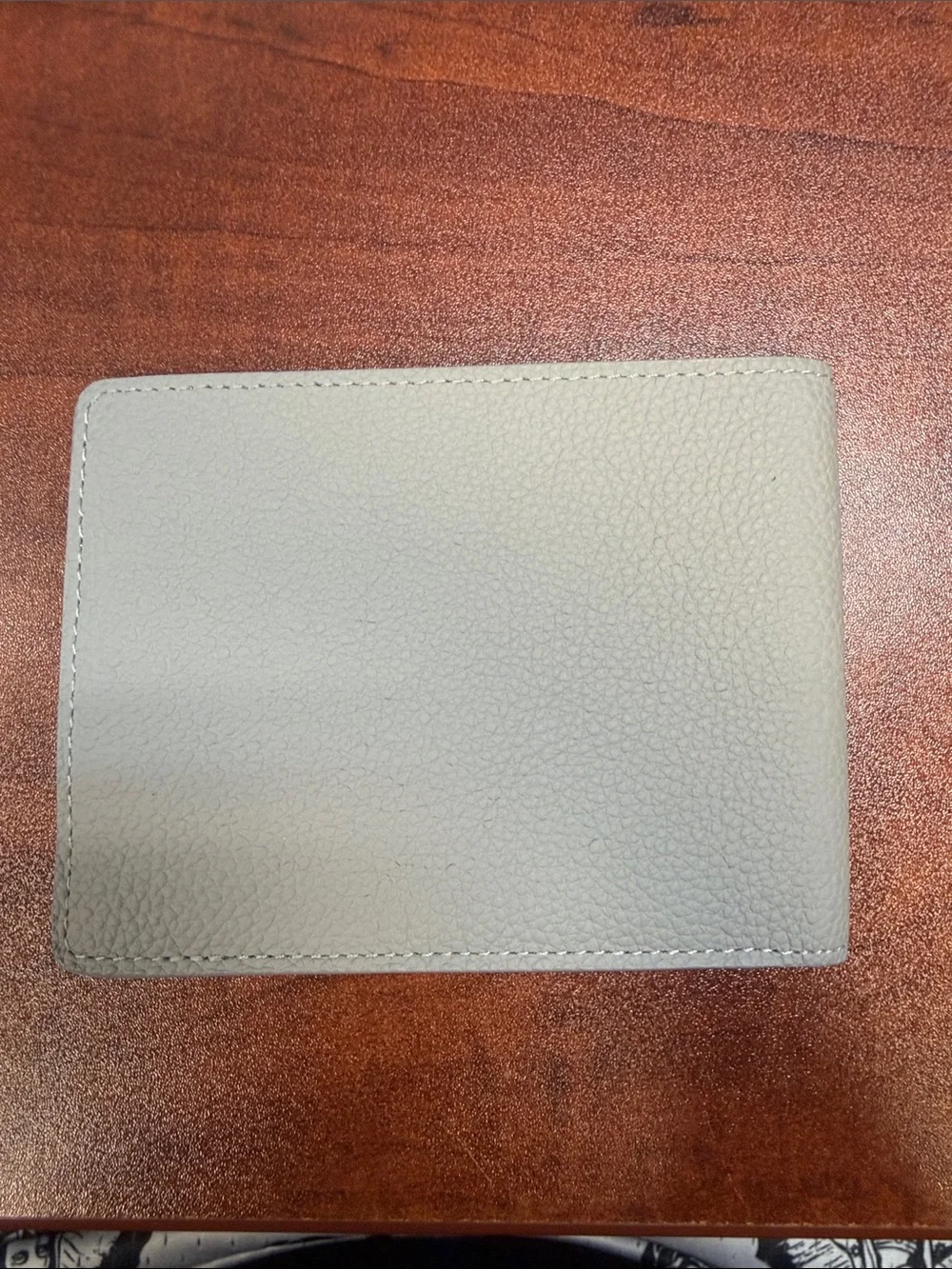 Louis Vuitton Men's Light Grey Pebble Leather Wallet with LV Emblem